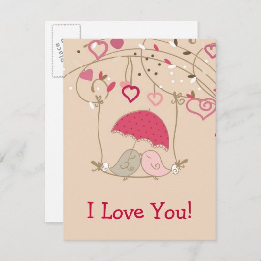 Kissende vogels briefkaart (Voorkant / Achterkant)