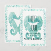Kisser Seahorses Mariage Merci en Turquoise (Devant / Derrière)