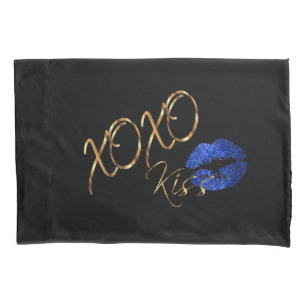 Kisses en Hugs Blue Glitter Lips Kussensloop