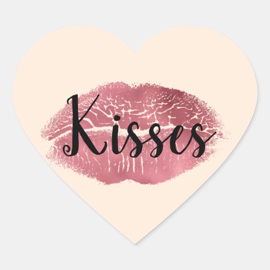 Kisses Lippen Hart Sticker (Voorkant)