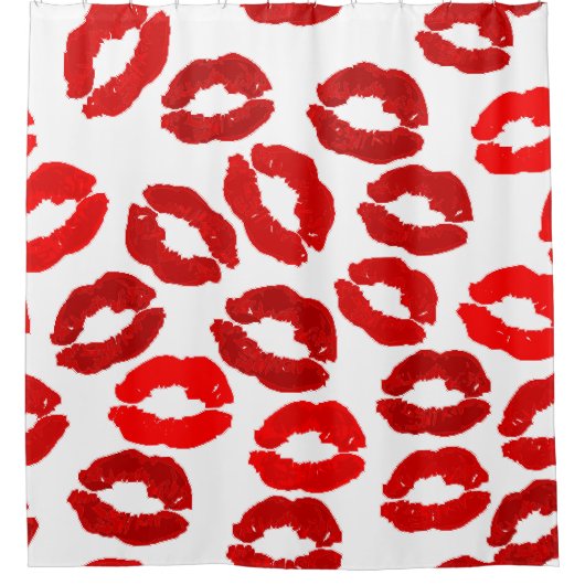 kisses lips lipstick print valentines day pattern douchegordijn (Voorkant)