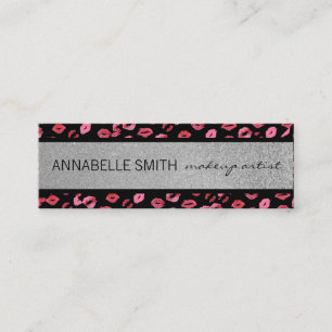 Kisses / Makeup Artist / Zilver Glitter Mini Visitekaartje