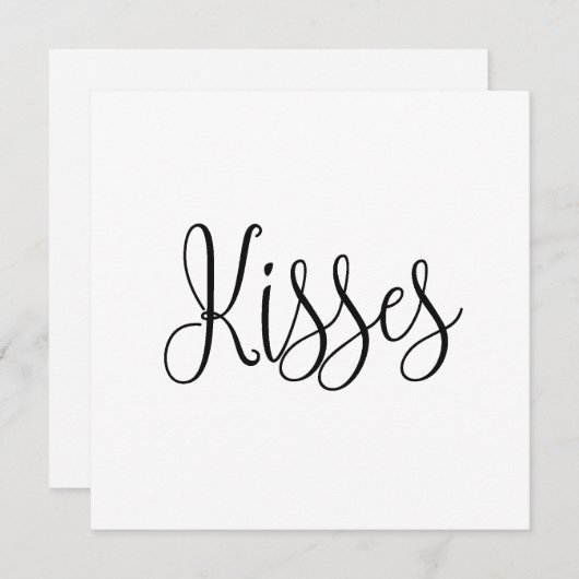 Kisses. Valentijnsdag. Zwart en wit script Feestdagenkaart (Voorkant / Achterkant)