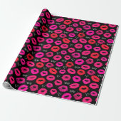 Kisses XOXO Red en Roze ompakpapier Cadeaupapier (Uitgerold)