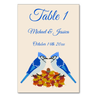 Kissing Blue Jays Fall Wedding Custom Kaart