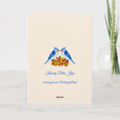 Kissing Blue Jays Fall Wedding Custom Kaart (Achterkant)