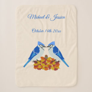 Kissing Blue Jays Fall Wedding Custom Sherpa Deken