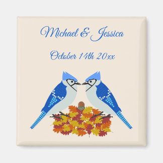 Kissing Blue Jays Herfst Huwelijk Custom Magneet