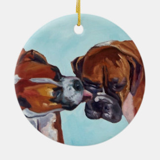 Kissing Boxers Round Ornament
