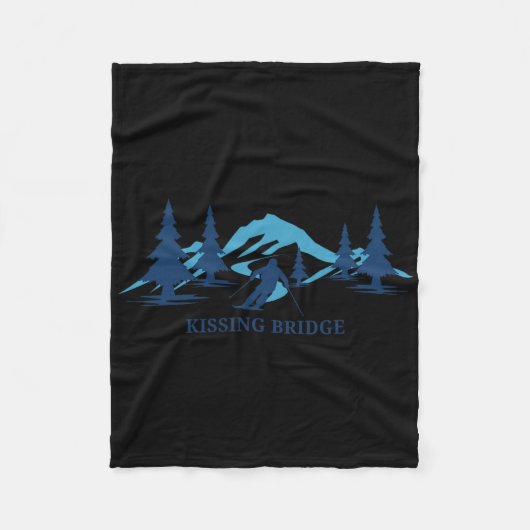 Kissing Bridge New York Ski Resort Skiën Skiër Fleece Deken (Voorkant)