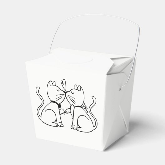 Kissing Cats Bruiloft Vrijgezellenfeest Zwart Wit Bedankdoosjes (Voorkant Zijde)