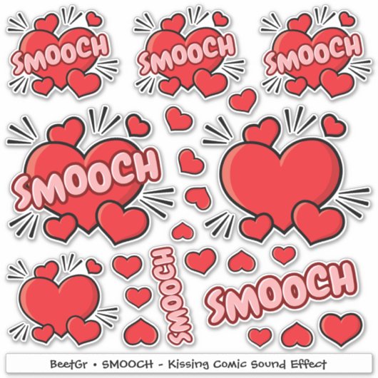 Kissing Comic Sound Effect Sticker Set (Voorkant)