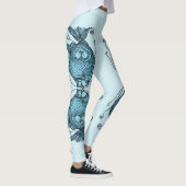 Kissing Fish Art Aqua Blue Leggings (Droite)