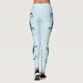Kissing Fish Art Aqua Blue Leggings (Dos)