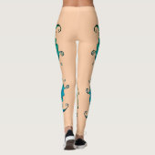 Kissing Fish Art Peach Teal Leggings (Achterkant)