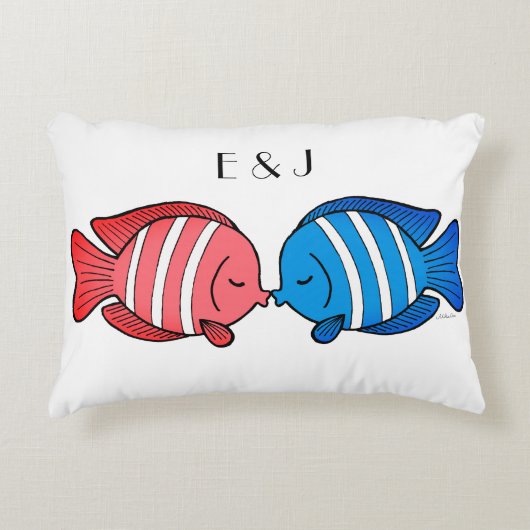 Kissing Fish Coussin Cadeau de mariage personnalis (Devant)