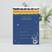 Kissing Fishcorals Beach Whimsical Wedding RSVP (Staand voorkant)