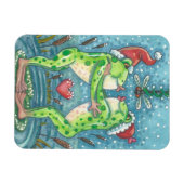 KISSING FROGS, DRAGONFLY MISTLETOE HOLIDAY MAGNET (Horizontal)