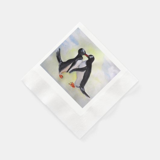 Kissing Penguins Cocktail Papieren servetten (Hoek)