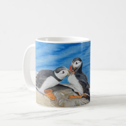 Kissing Puffins Koffiemok (Voorkant links)