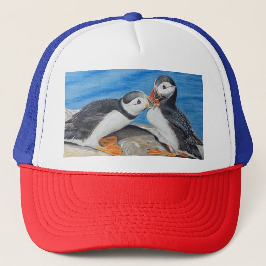 Kissing Puffins Trucker Pet (Voorkant)
