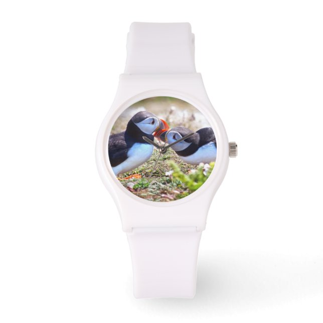 Kissing Puffins Watch Horloge (Voorkant)