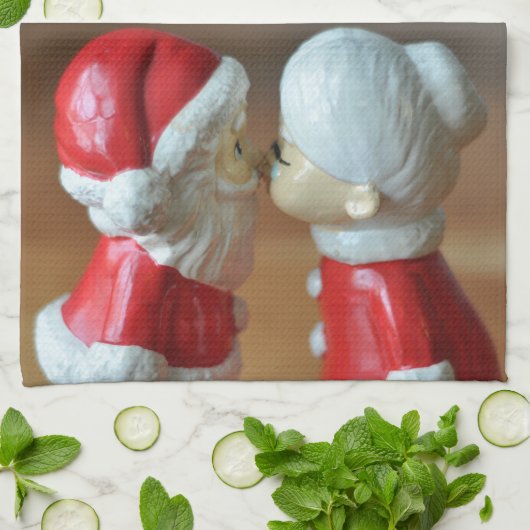 Kissing Santas Theedoek (Gevouwen)