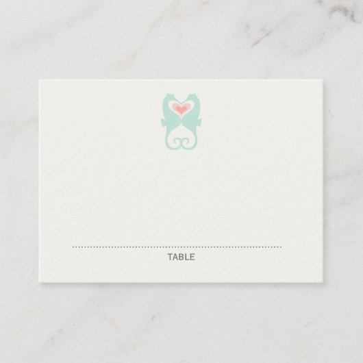 Kissing Seahorses Hearts Plage Mariage Lieu Cartes (Devant)