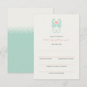 Kissing Seahorses Love Hearts Beach Wedding RSVP (Devant / Derrière)