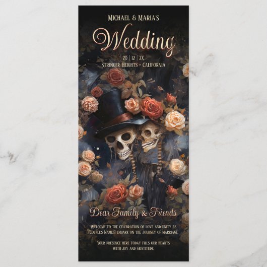 Kissing Skeletons  Bloemen Trouwprogramma Programma (Voorkant)