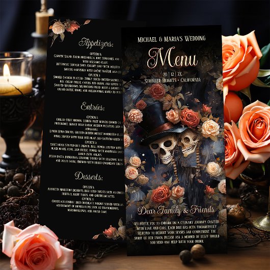 Kissing Skulls Menu Romantic Gothic Mariage Menu
