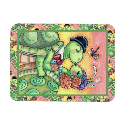 KISSING TURTLE SWEETHEARTS, CUTE TARPON VALENTIJN MAGNEET (Horizontaal)