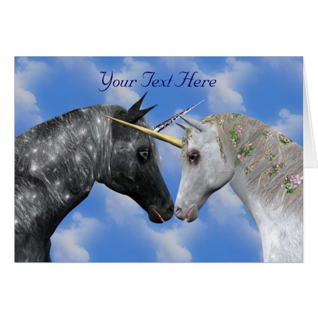 Kissing Unicorns Fantasy Card (Voorkant Horizontaal)