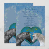 Kissing Unicorns Heart Fête de l'mariée Invitation (Devant / Derrière)