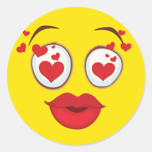 Kissing Yellow Face Ronde Sticker
