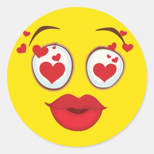 Kissing Yellow Face Ronde Sticker (Voorkant)