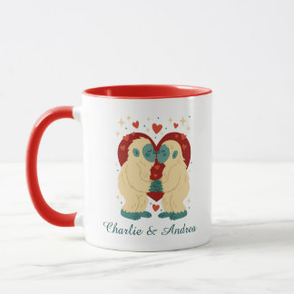Kissing Yeti Personalized Couple Valentine's Mug  Mok