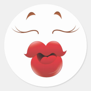 Kissy Face Woman Cartoon Ronde Sticker