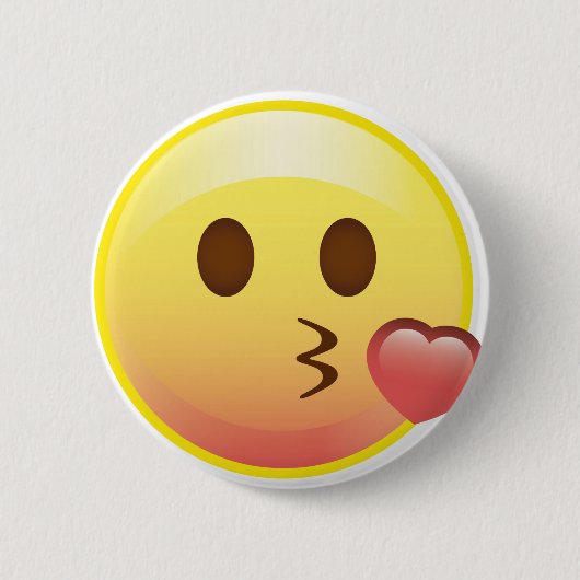Kissy Heart Happy Kiss Emoji Face Button (Voorkant)