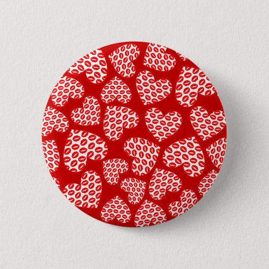 Kissy Lips Hearts Ronde Button 5,7 Cm (Voorkant)