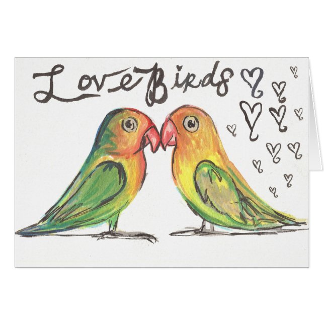 Kissy LoveBirds Card (Voorkant Horizontaal)