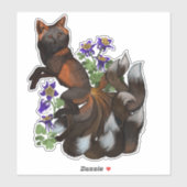 Kistune en Columbine Flowers Sticker (Vel)