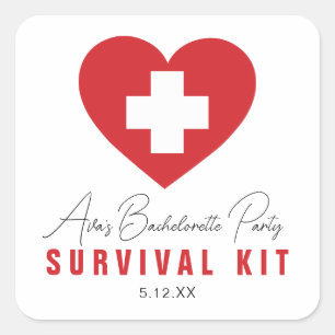 Kit de Survie Cadeau Personnalisé Autocollant Carr