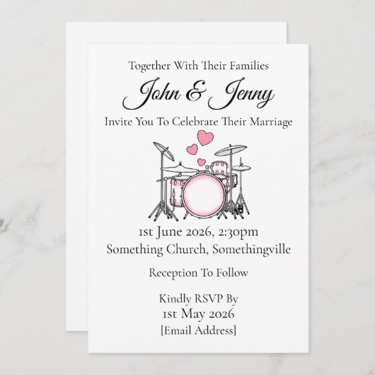 Kit de tambour Faire-part de mariage (Devant / Derrière)