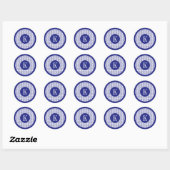 KIT LIGNE BLEUE Petits Stickers Rond + Initiale II (Feuille)