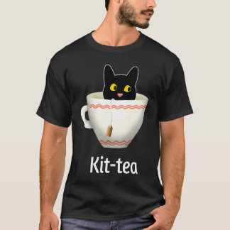Kit Tea  Cat  , Cute Black Cat Kitty in Kittea T-shirt