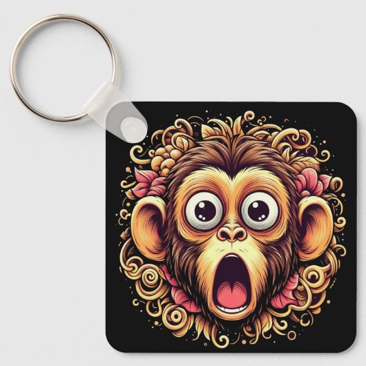 "Kit the Shocked Monkey" Aluminum Keychain (Voorkant)