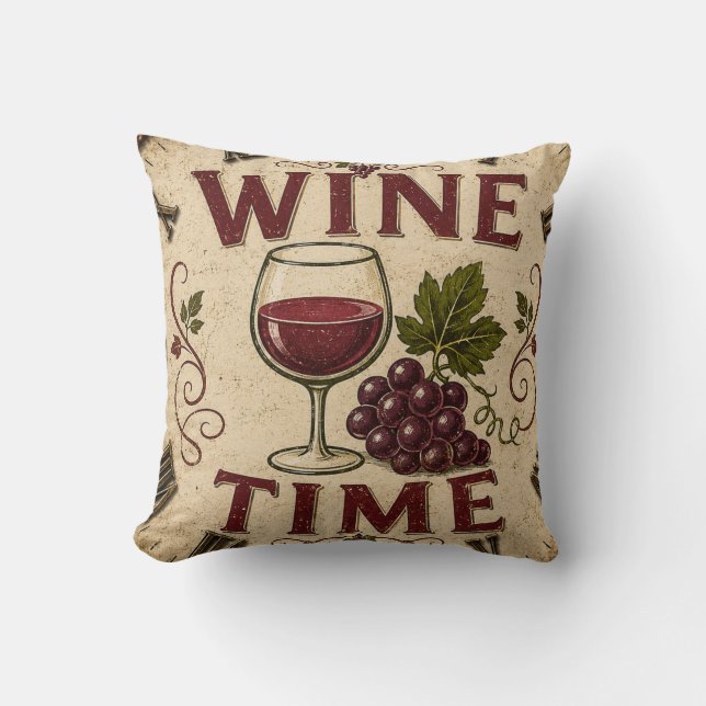 Kitchen Farmhouse Decor Wine Time  Kussen (Voorkant)