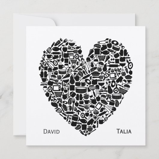 Kitchen Foodies Heart Custom Wedding Invitation Kaart (Voorkant)