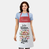 Kitchen Heartfelt Bake With Love Quote Personalize Schort (Gedragen)